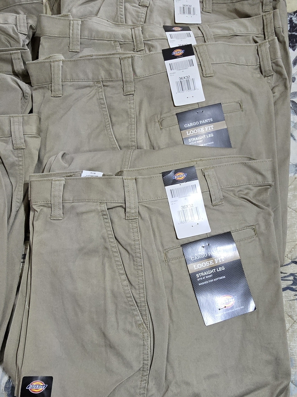 Dickies Men's Tan Cargo Pants - Loose Fit Straight Leg